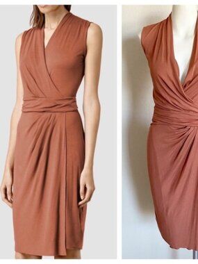 ALL SAINTS 6 Tumeric Viscose Novi Wrap Dress